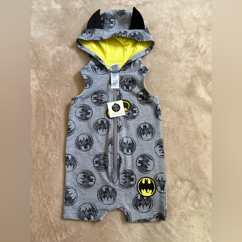 Batman Gray and Yellow Kids Hooded One Piece